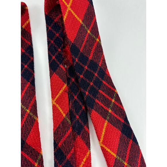 Harken Vintage Silk Tie Plaid Red Black Yellow Eagles EAE Hand Printed Italy - Picture 10 of 13